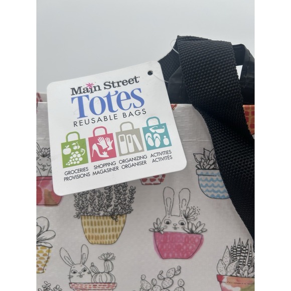 Easter Spring Bunny Rabbits Basket Flowers Gift Reusable MainStreet Tote Bag New - Picture 2 of 13